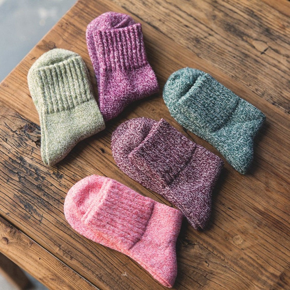 5 Pairs a set Womens Winter Knit Crew Socks - Picture 2 of 8